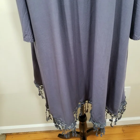 Strappy Midi Boho  Dress with Shoulders Down, Very Light Dark Blue Color, SIZE L - Picture 8 of 17